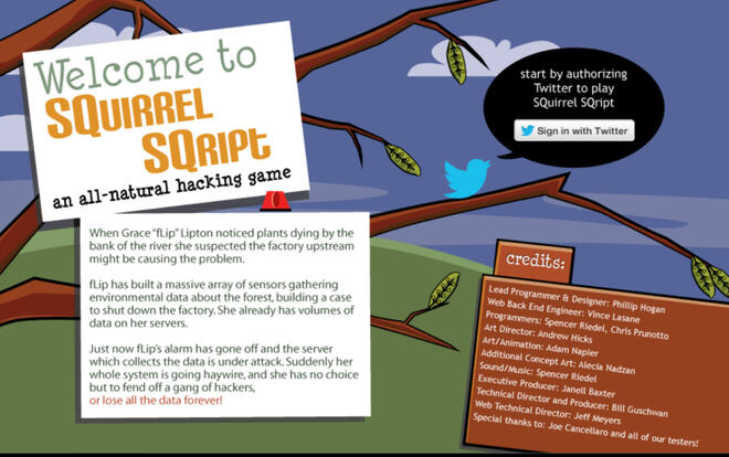 Squirrel Sqript game login page screenshot